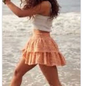 Orange Aerie ruffle skirt